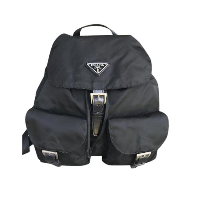 Prada Drawstring Tessuto 8287 Black Nylon Backpack