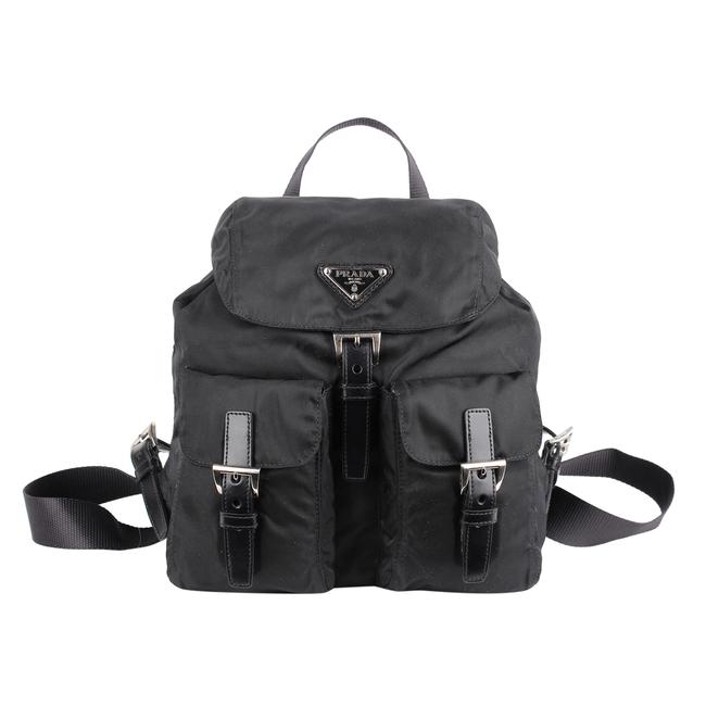 Prada Drawstring Tessuto 8560 Black Nylon Backpack