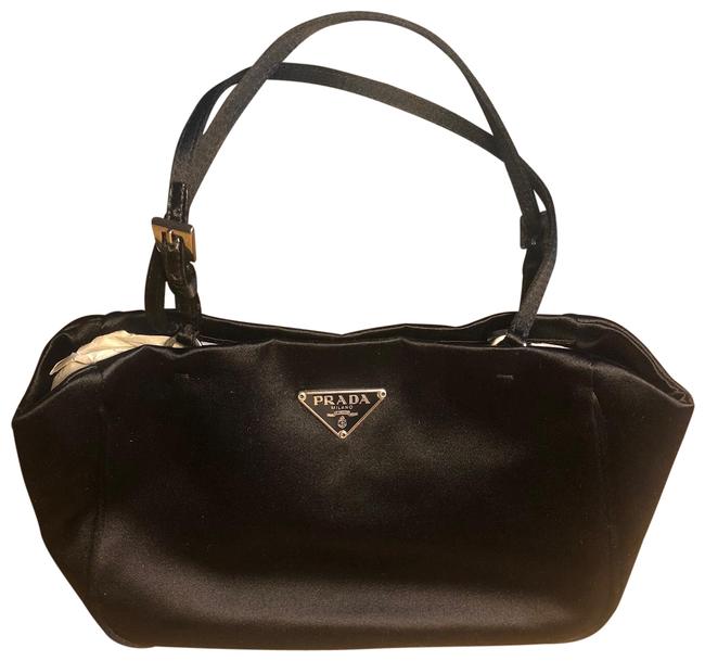 Prada Evening Bag Black Satin Baguette