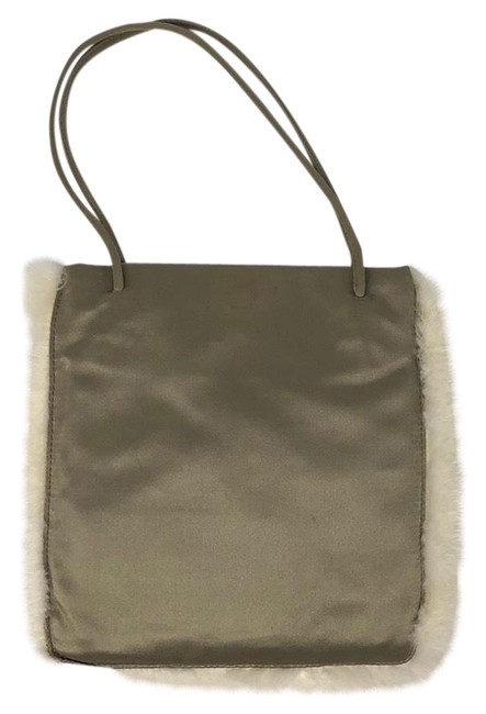 Prada Evening Bag Clay Satin and Fur Wristlet