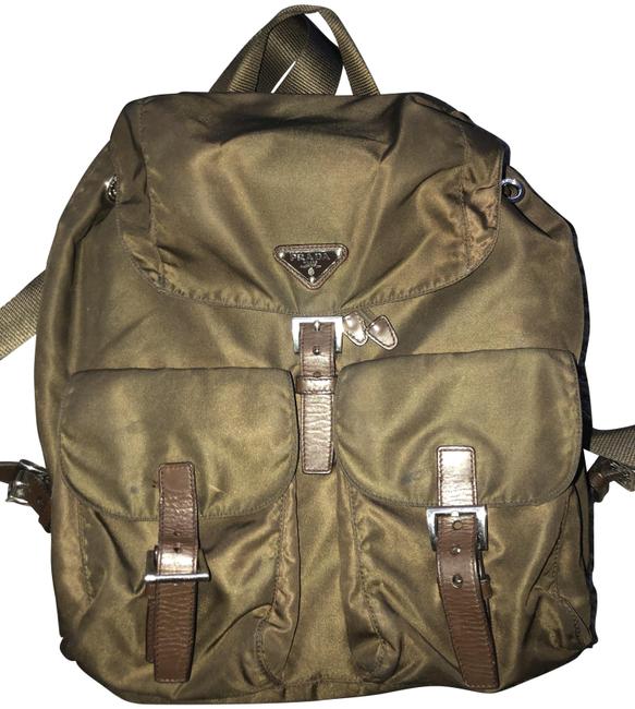 Prada Fabric Green Saffiano Leather Backpack