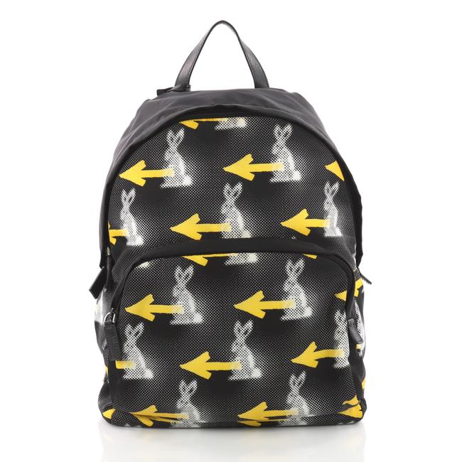 Prada Front Pocket Printed Medium Black Tessuto Backpack