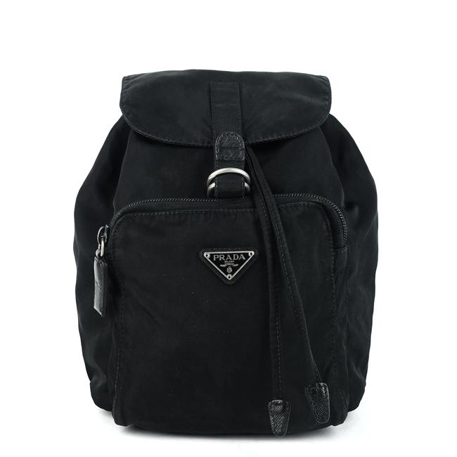 Prada Front Pocket Small Black Nylon Backpack