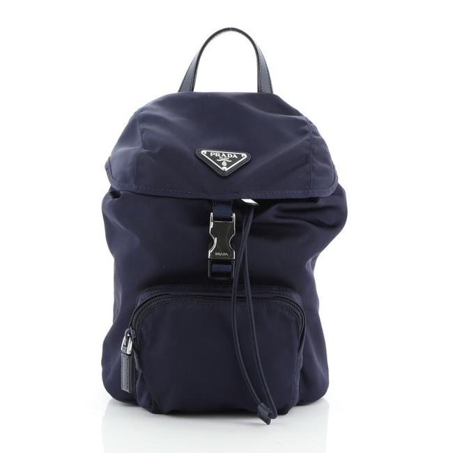 Prada Front Pocket Tessuto Small Blue Fabric Backpack