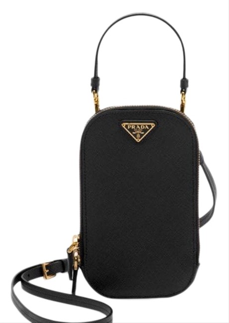 Prada Galleria Phone Pouch Black Leather Messenger Bag