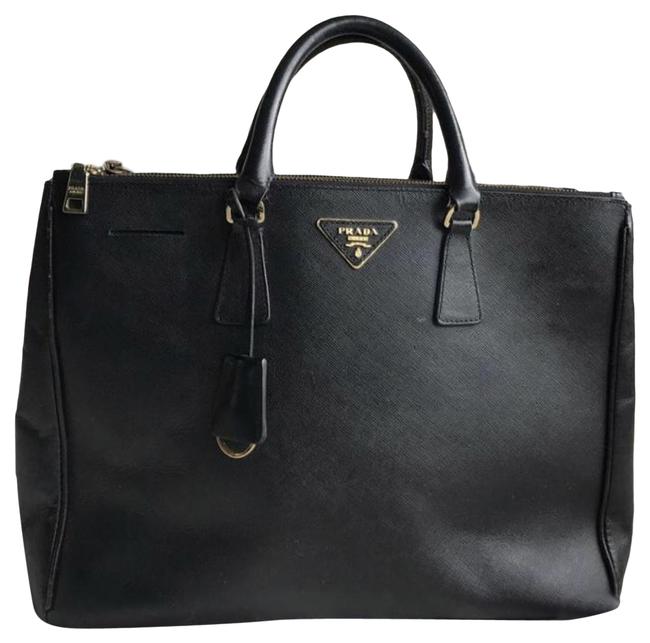 Prada Galleria Saffiano Black Leather Baguette