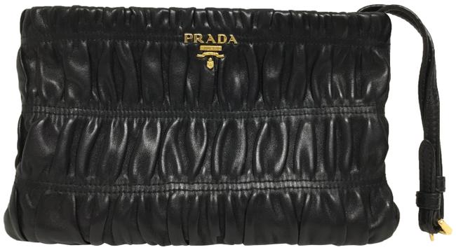 Prada Gaufre Black Leather Wristlet