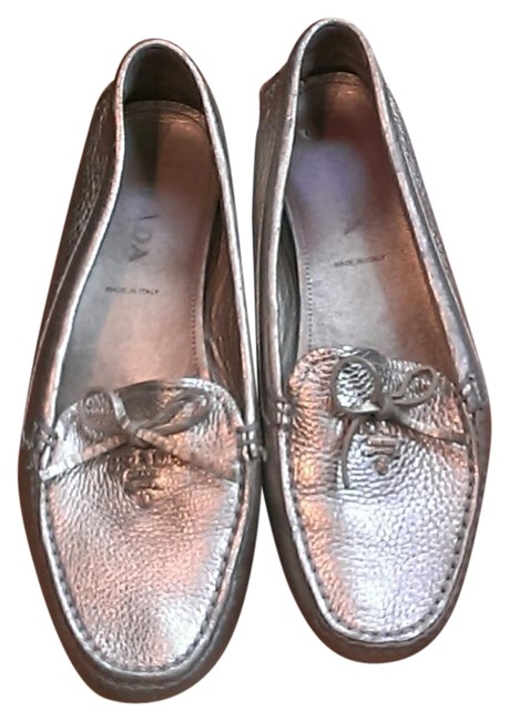 Prada Gold Driving Loafer Flats