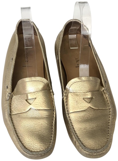 Prada Gold Driving Loafers Flats