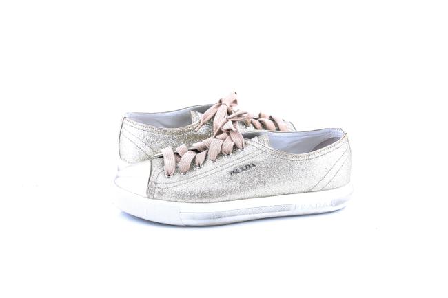 Prada * Gold Glitter Low Sneakers BootsBooties