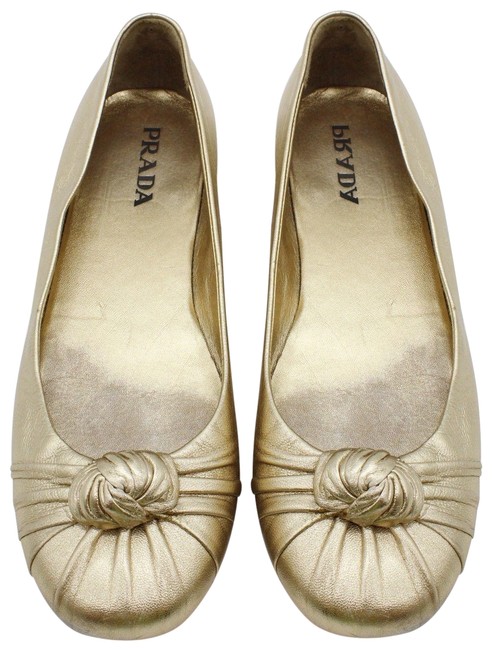 Prada Gold Knotted Flats