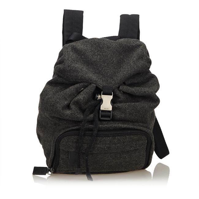 Prada Gray Fabric X Wool Backpack