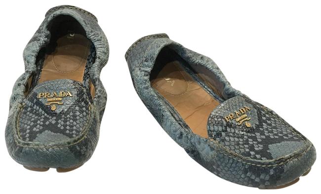 Prada Green Python Leather Flats