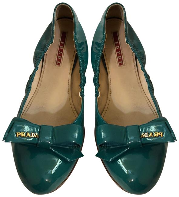 Prada Green Vernice Soft Flats