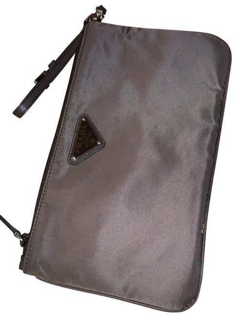 Prada Grey Nylon Wristlet
