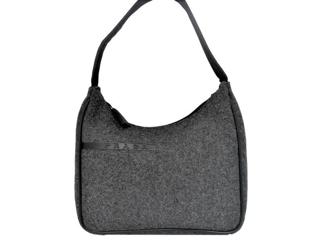 Prada Hand Grey Wool Baguette