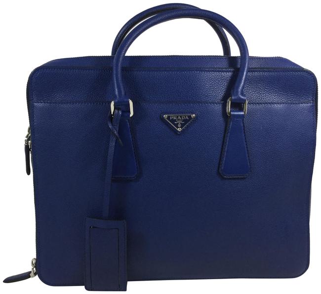 Prada Handbag Dark Blue Leather Laptop Bag