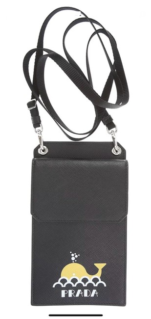 Prada Iphone Case Wallet 2zh068 2bovl Black Saffiano Leather Wristlet