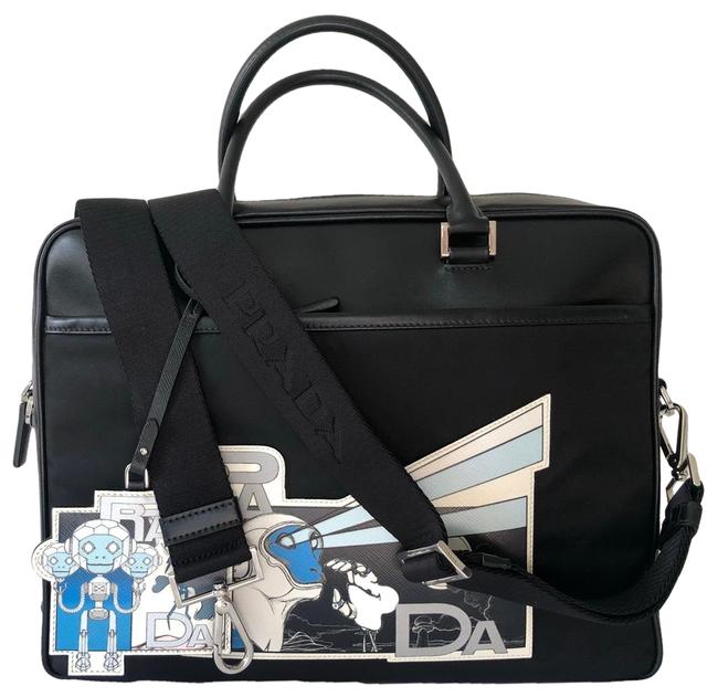 Prada James Jean Art Collection Black Leather Laptop Bag