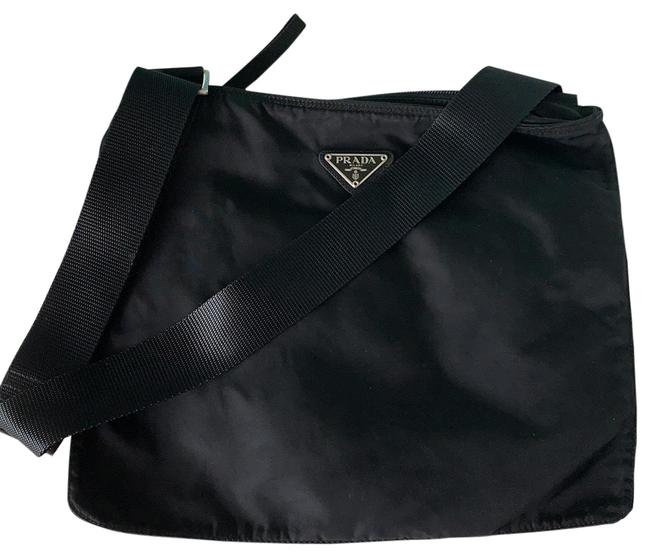 Prada Large Vela Nylon Sport Black Messenger Bag