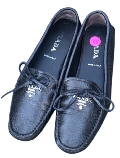 Prada Leather Tie Loafers Flats