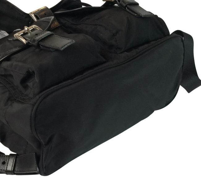 Prada Leather Trim Black Nylon Backpack