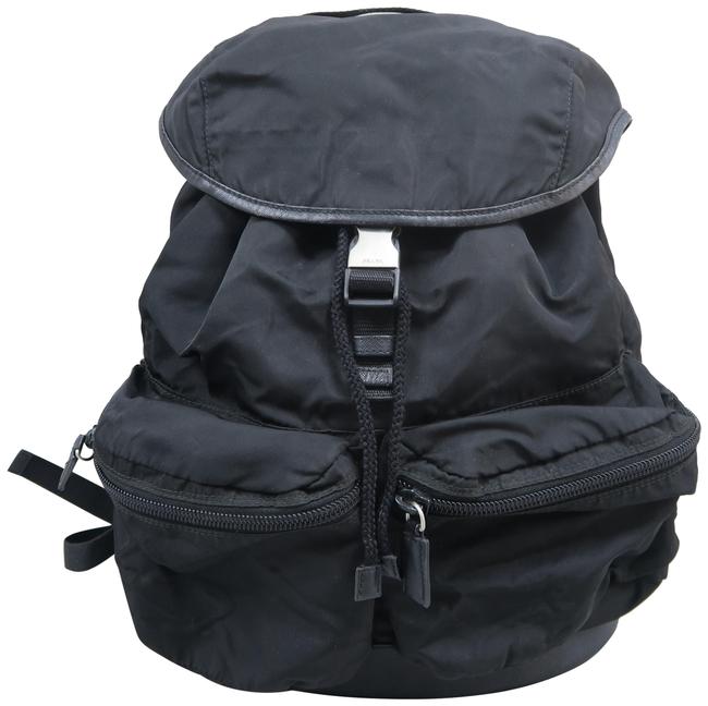 Prada Leather trimmed Black Nylon Backpack