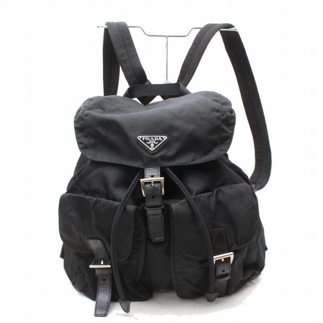 Prada Leather trimmed Tessuto Black Nylon Backpack