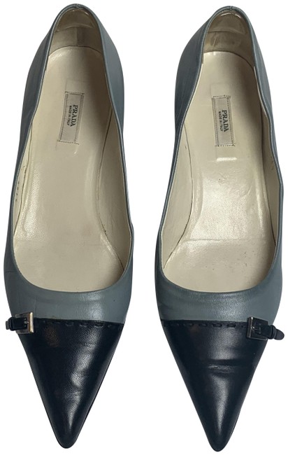 Prada Light BlueBlack Pointy Flats