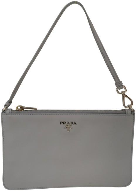 Prada Like New Small Pochette Gray Leather Wristlet