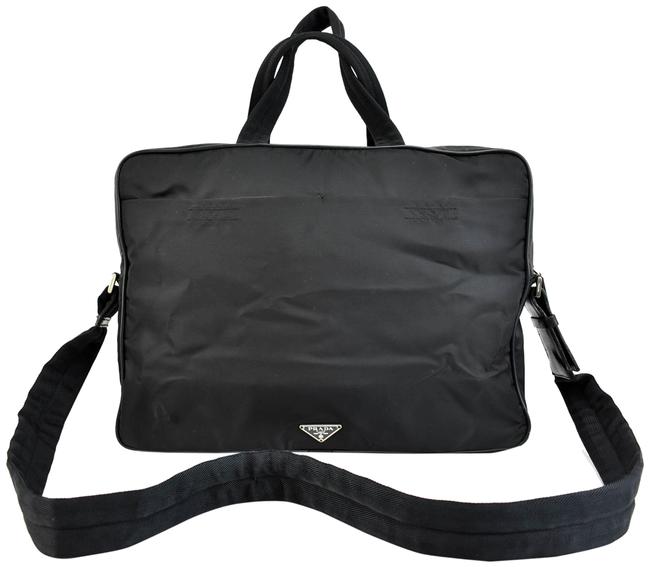 Prada Logo Executive ToteBriefcase O Black Nylon Laptop Bag