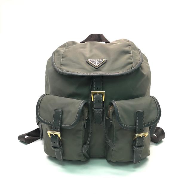 Prada Logo Grey Polyester Backpack