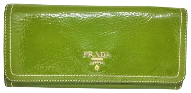 Prada Long Wallet Saffino Green Leather Wristlet