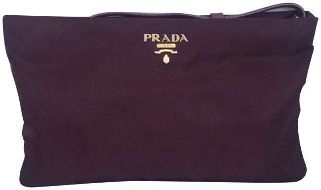 Prada MaroonOxblood Tessuto Wristlet