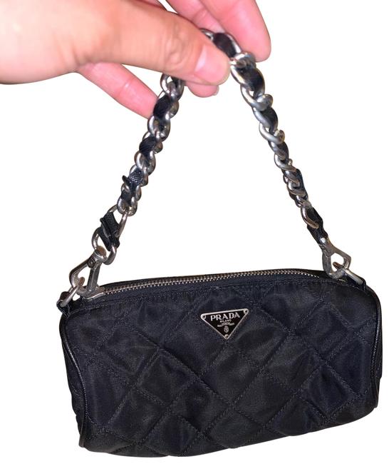 Prada Mini Bag With Chain Strap Black Baguette