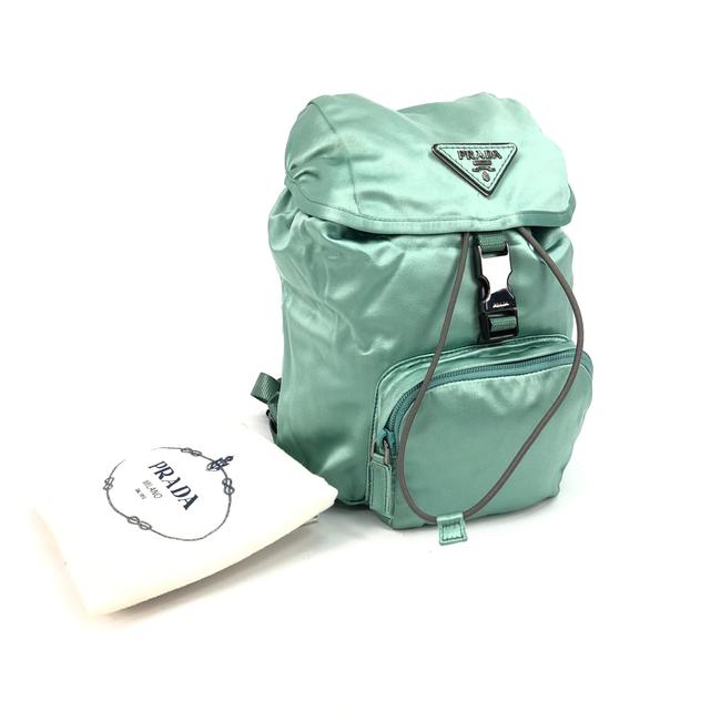 Prada Mini Logo Turquoise Polyester Backpack
