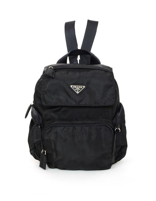 Prada Mini W Zip Pockets Black Nylon Backpack