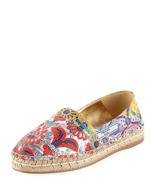 Prada Multicolor Jacquard 20mm Espadrille Flats