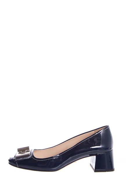 Prada Navy Leather Semi pointed Flats