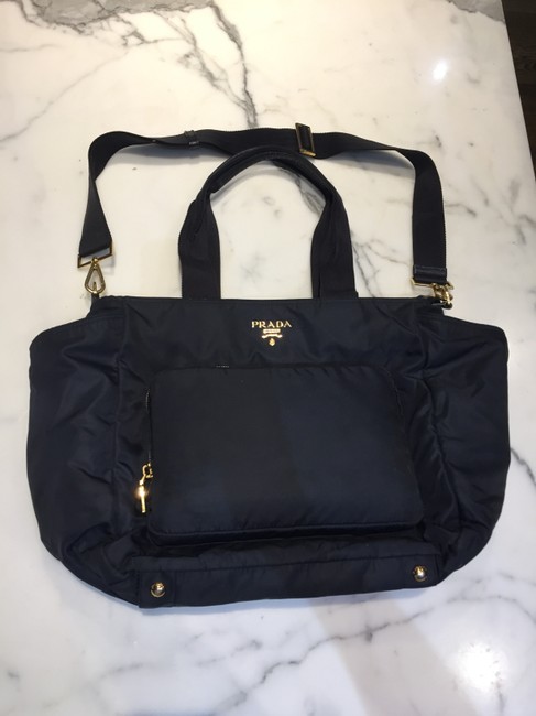 Prada Navy with Gold Hardware Nylon Diaper Bag