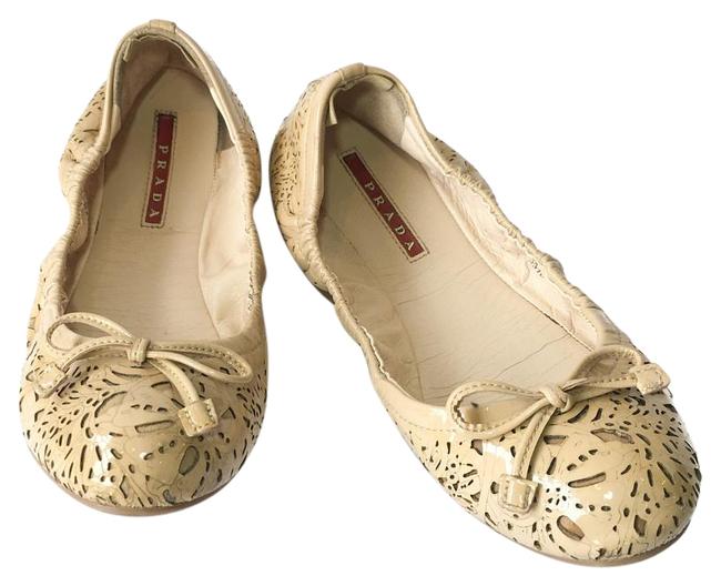 Prada Nude Patent Cut Out Flats