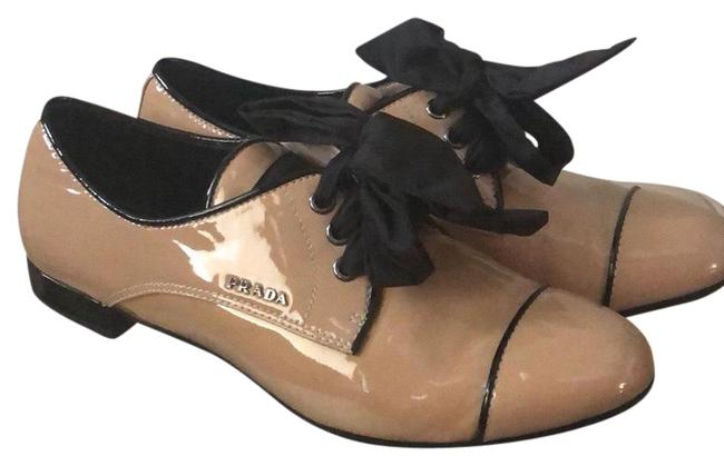 Prada Nude Patent Leather Tie Flats