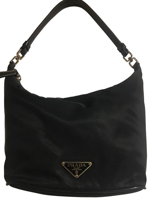 Prada Nylon Black Nylon Leather Baguette