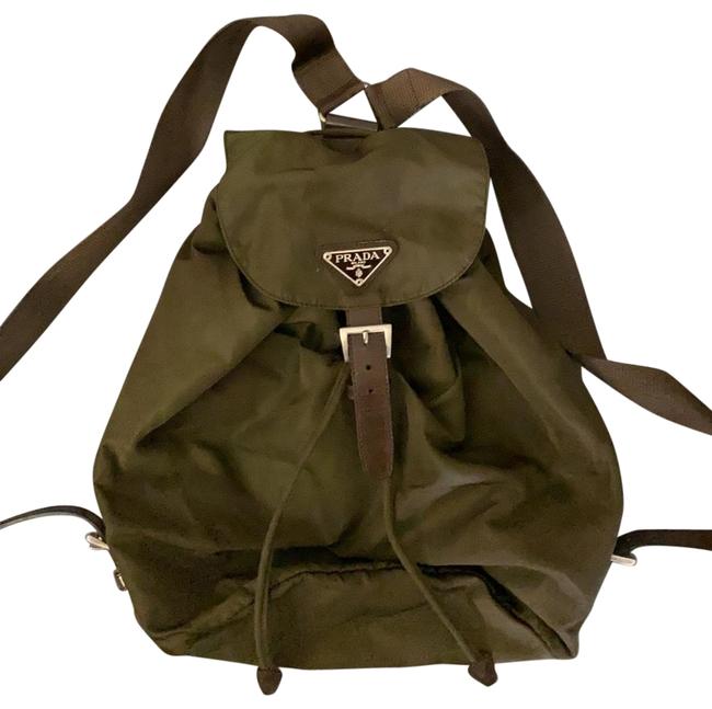Prada Nylon Medium Olive Green Backpack