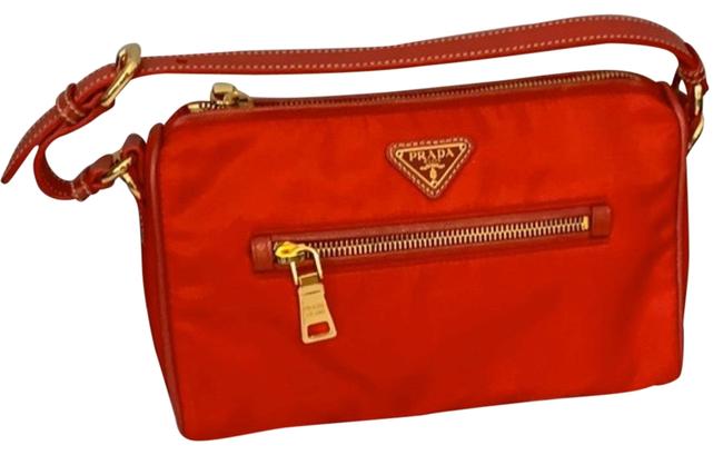 Prada Red Nylon Baguette