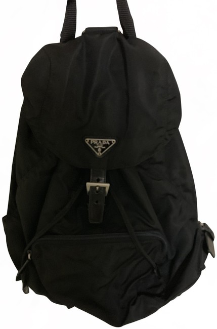 Prada One Pocket In Front Black Nylon Backpack