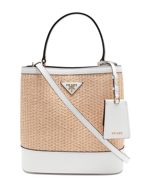 Prada Panier Md Spk F0n86 Naturale+bianco Viscose Tote