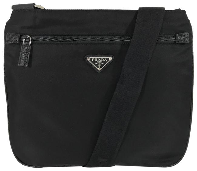 Prada Phenix Vitello Black Nylon Messenger Bag
