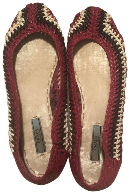 Prada Pink Basket Weave Flats