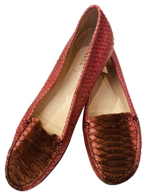 Prada Pink Snakeskin Loafers Flats